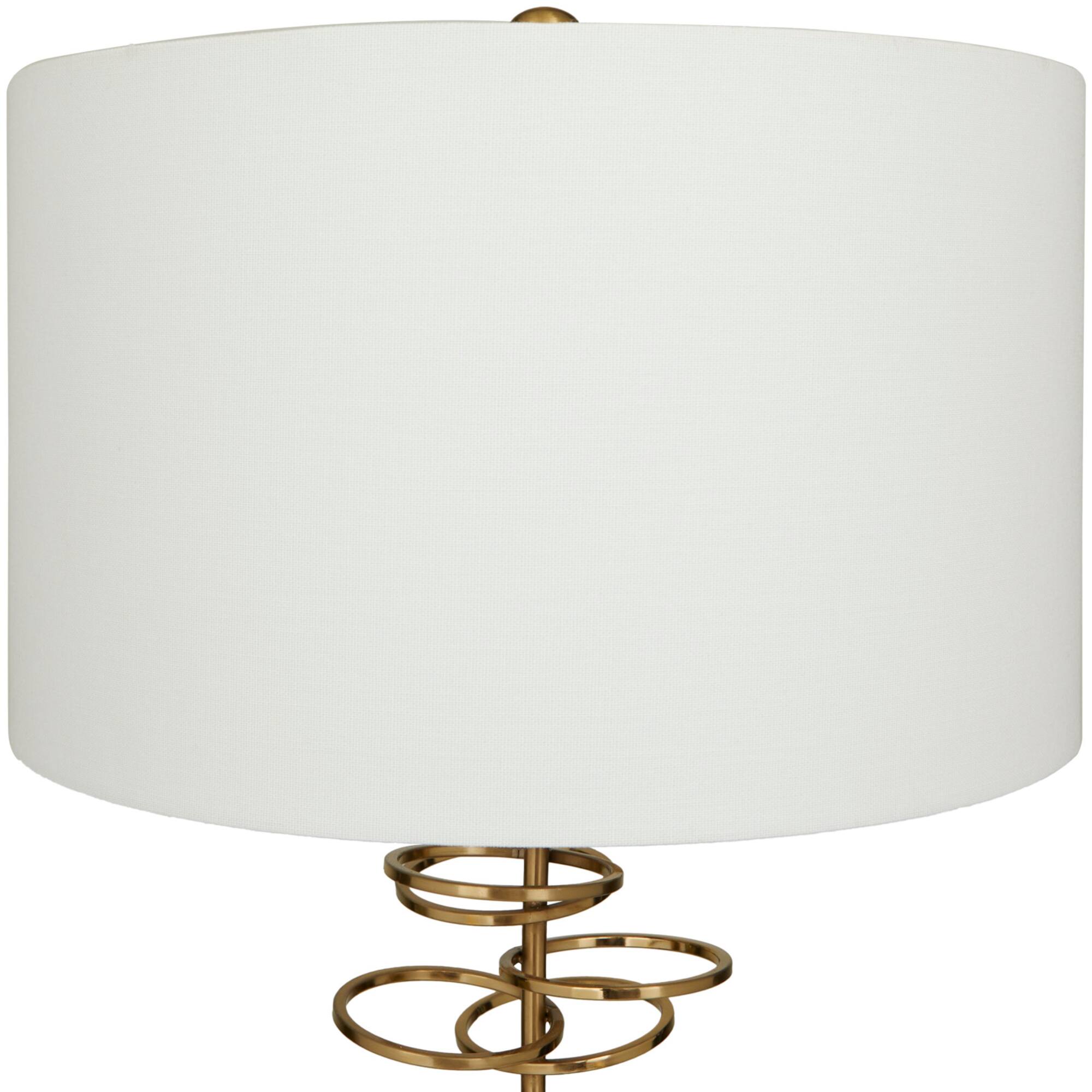 Gold Metal Gold Stacked Ring Table Lamp with Drum Shade 15" x 15" x 30"